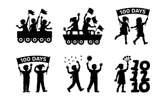 Celebration of School 100 Days Graphics for Crafts