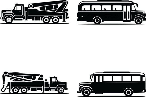 Concrete Pump Truck School Bus Graphics for Crafts