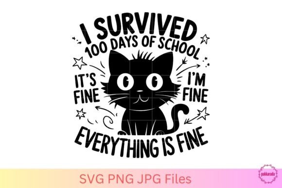 I Survived 100 Days Cat Graphics for Crafts