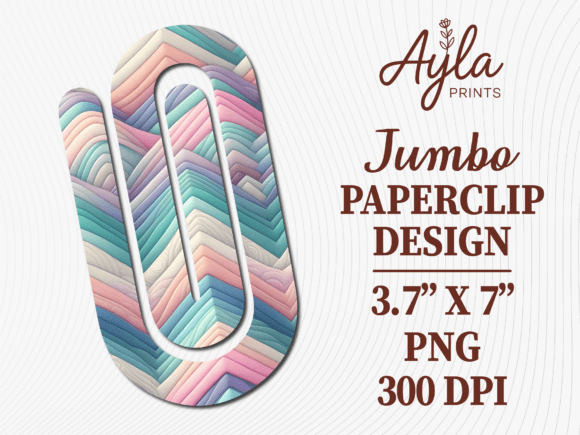 Pastel Bohemian Pattern Jumbo Paperclip Graphics for Crafts