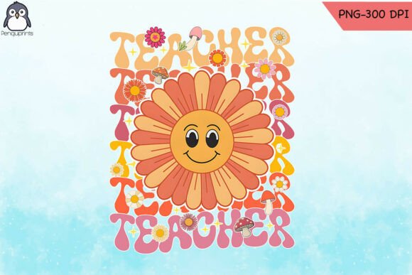 Retro Wavy 70s Teacher Graphics for Crafts