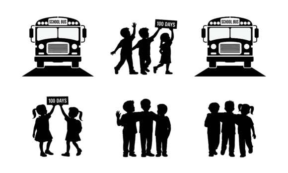 Review: School Bus and Kids Silhouettes Vector for Embroidery