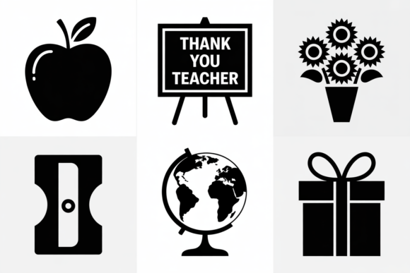 Reviewing Teacher Appreciation Icons Apple Globe for Embroidery