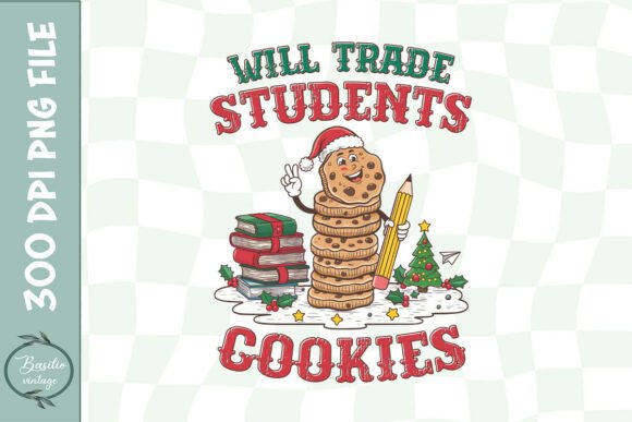 Teacher Christmas Cookie Trade PNG: Graphics for Crafts