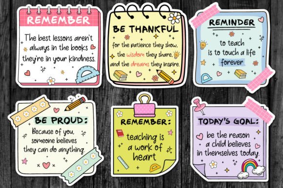 Teacher Reminders Stickers PNG for Crafts & Graphics