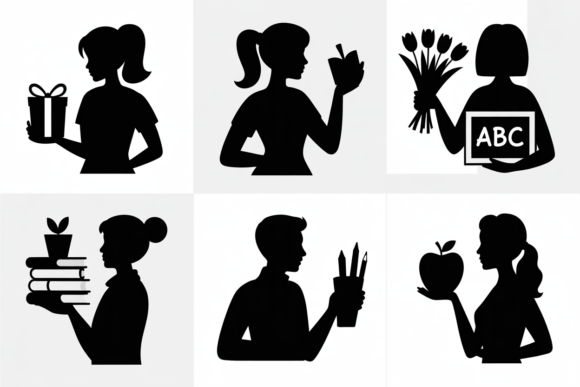 Teacher Silhouette Icons for Crafts & Graphics