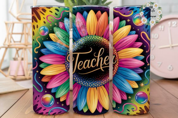 Vibrant Teacher Sunflower Tumbler Graphics for Crafts