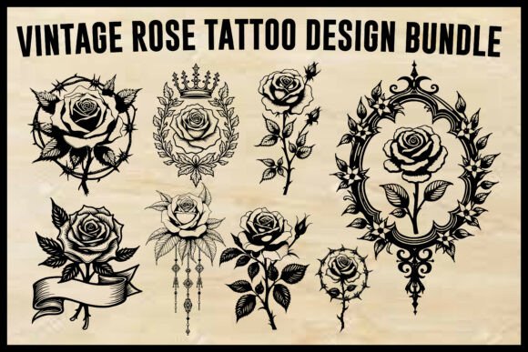 Vintage Rose Graphics for Crafts & Branding