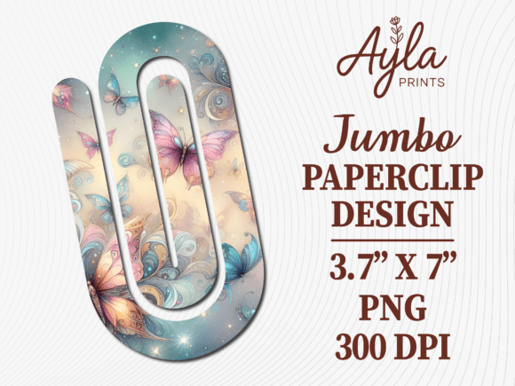 Watercolor Butterfly Jumbo Paperclip PNG for Crafts & Graphics